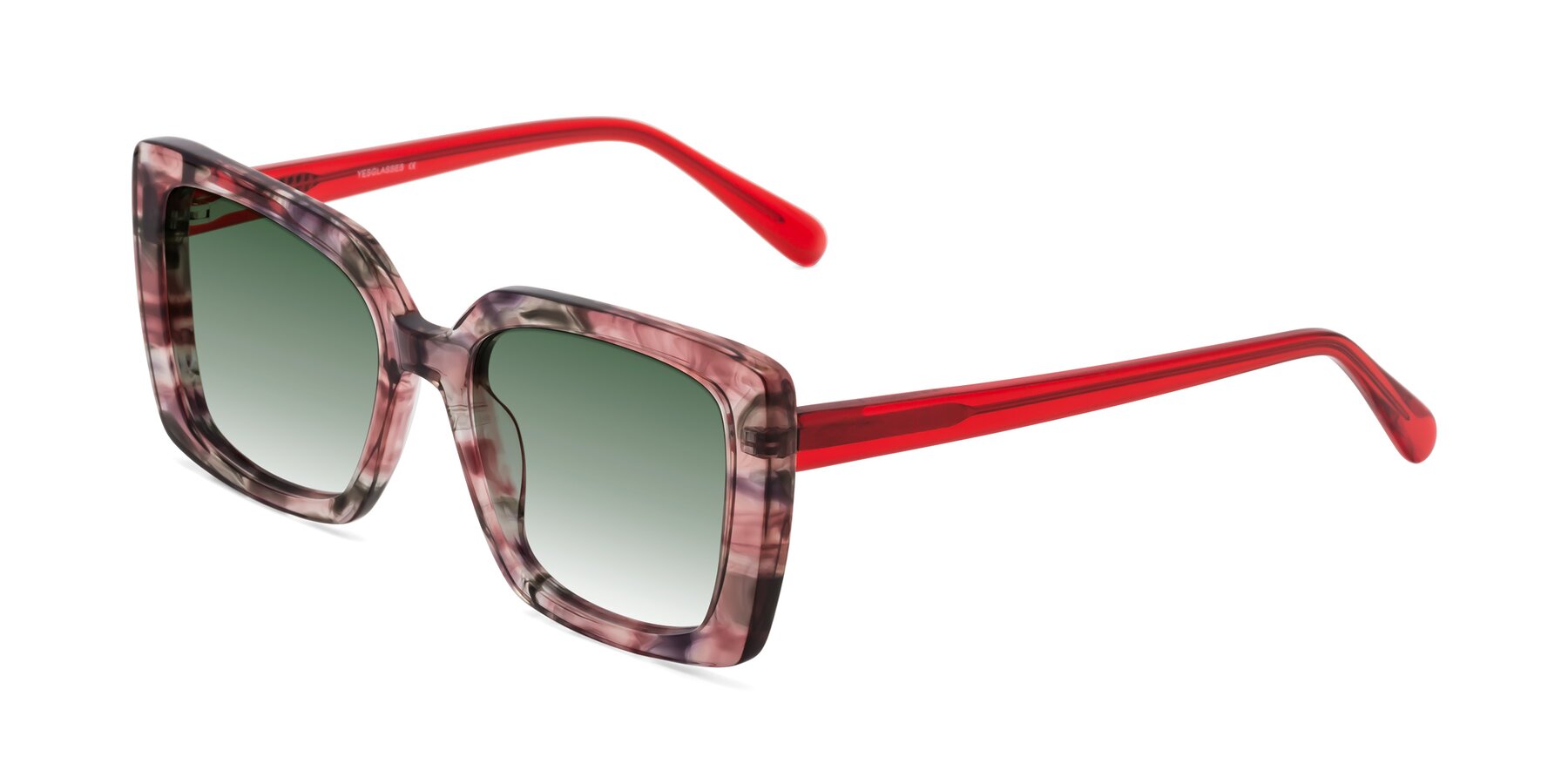 Angle of Godness in Red-Floral with Green Gradient Lenses