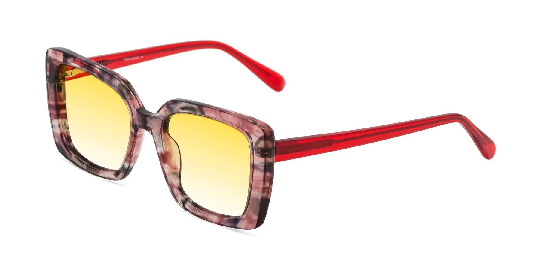 Angle of Godness in Red-Floral with Yellow Gradient Lenses