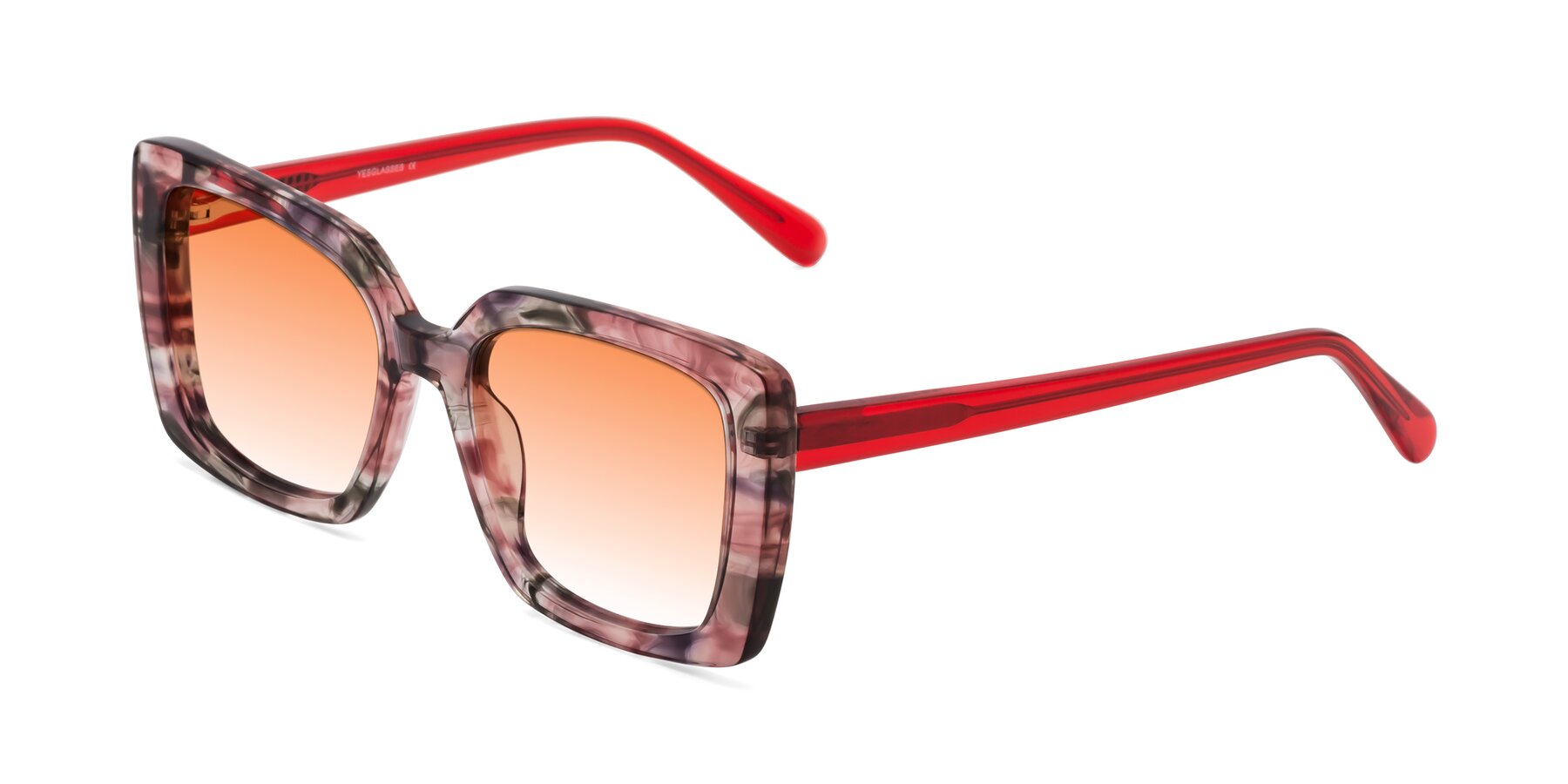 Angle of Godness in Red-Floral with Orange Gradient Lenses