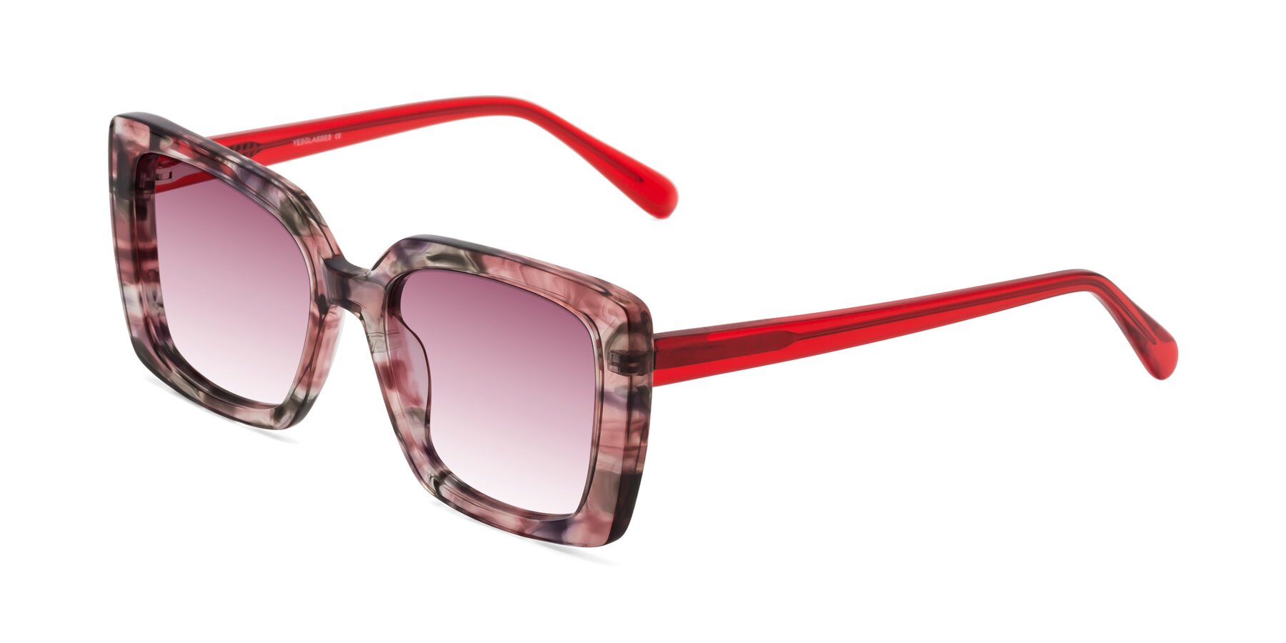 Angle of Godness in Red-Floral with Wine Gradient Lenses