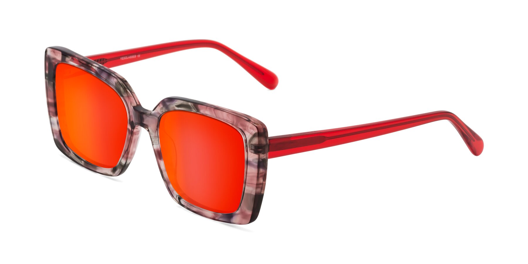 Angle of Godness in Red-Floral with Red Gold Mirrored Lenses