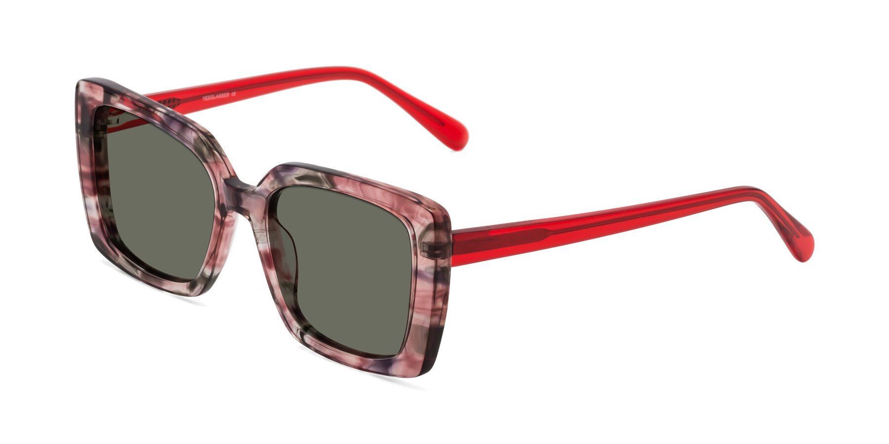 Angle of Godness in Red-Floral with Gray Polarized Lenses