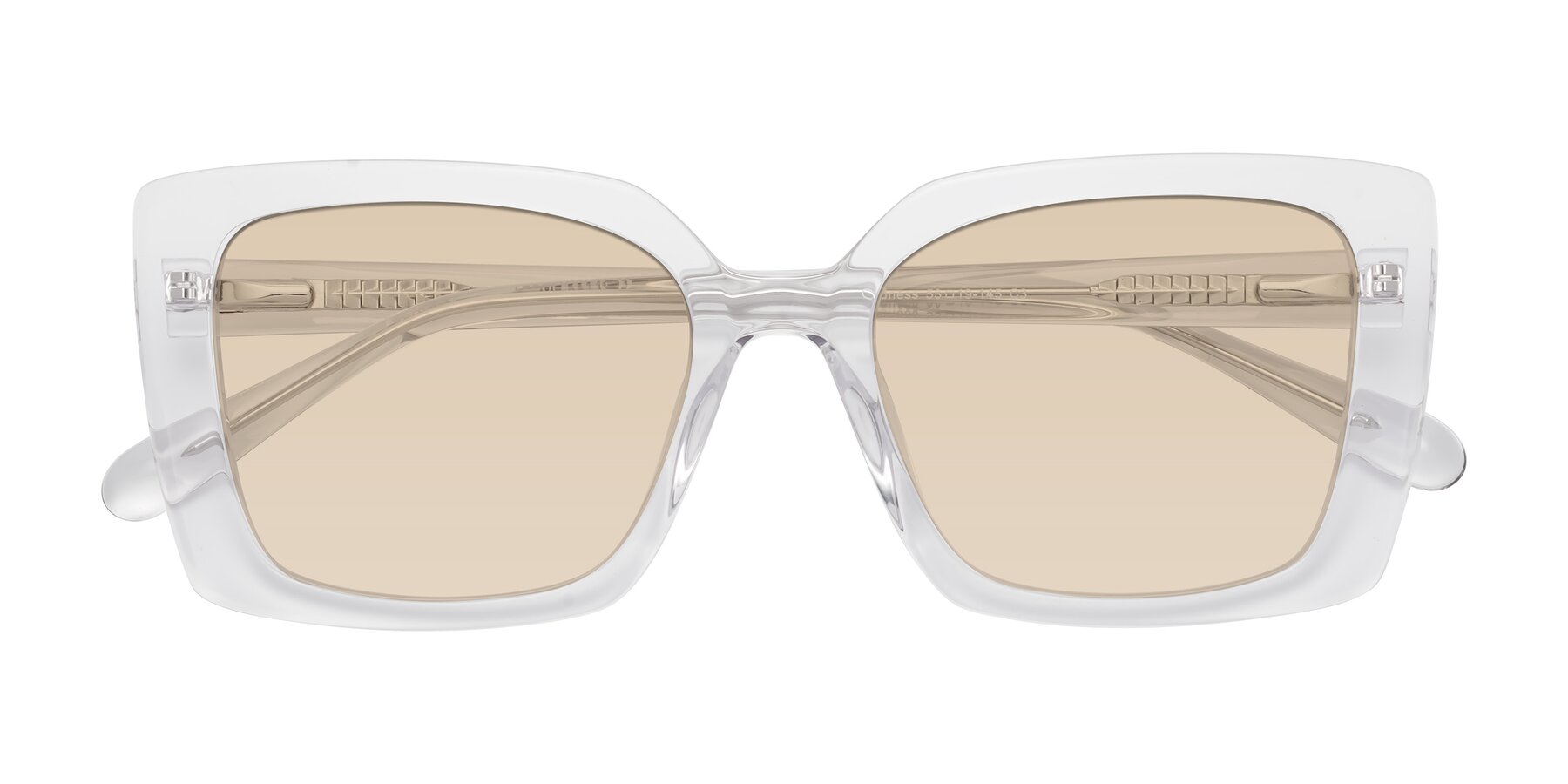 Folded Front of Godness in Clear with Light Brown Tinted Lenses