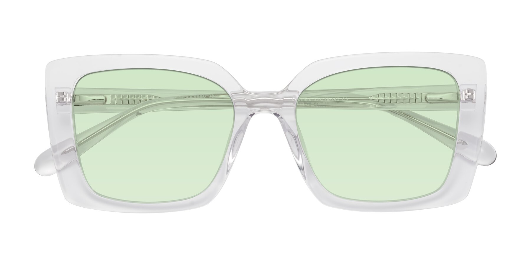 Folded Front of Godness in Clear with Light Green Tinted Lenses