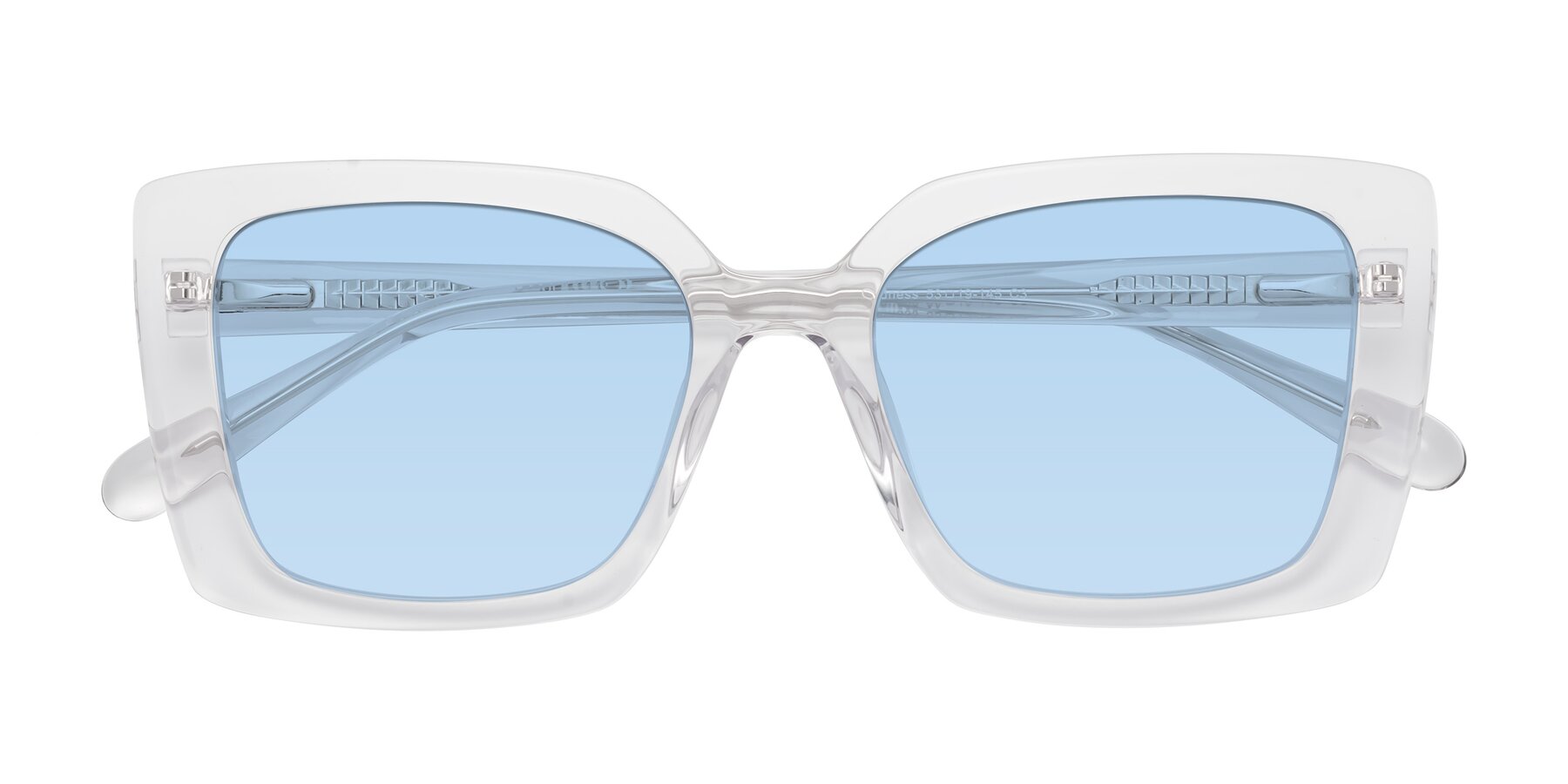 Folded Front of Godness in Clear with Light Blue Tinted Lenses