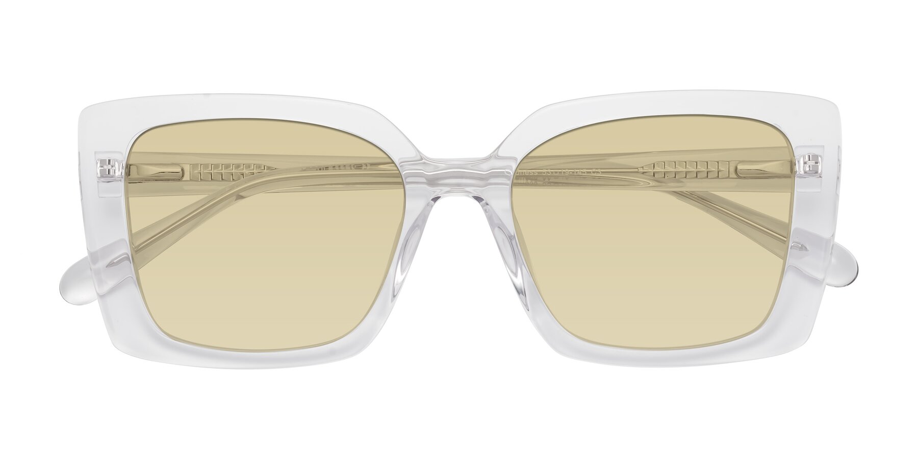 Folded Front of Godness in Clear with Light Champagne Tinted Lenses