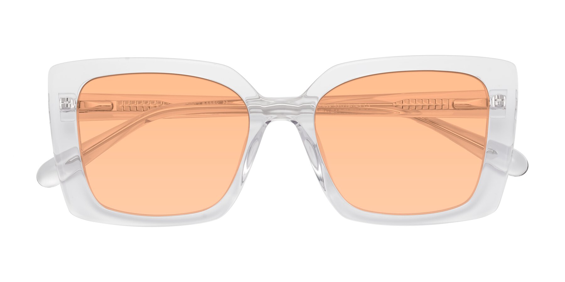 Folded Front of Godness in Clear with Light Orange Tinted Lenses