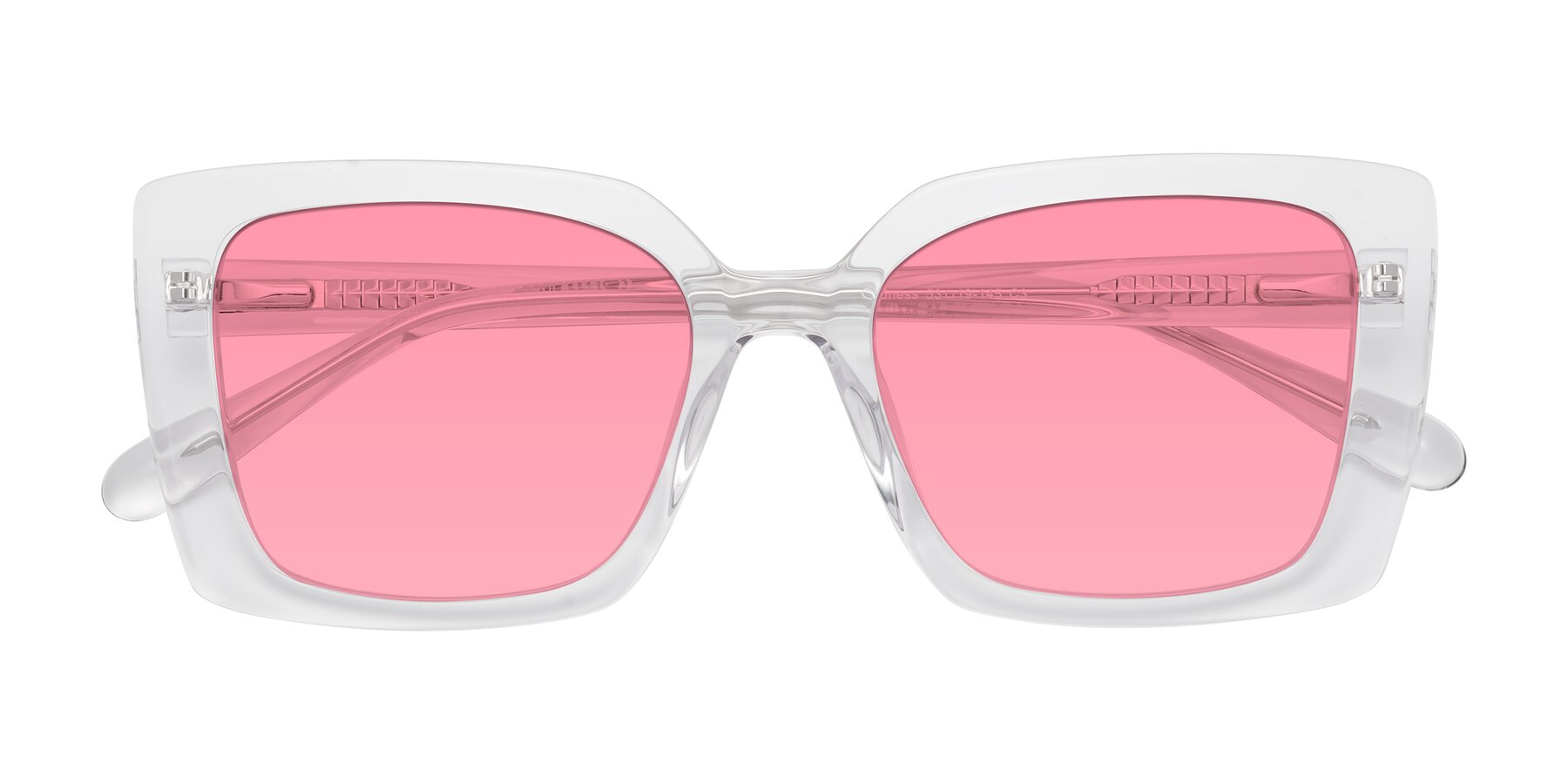 Folded Front of Godness in Clear with Pink Tinted Lenses