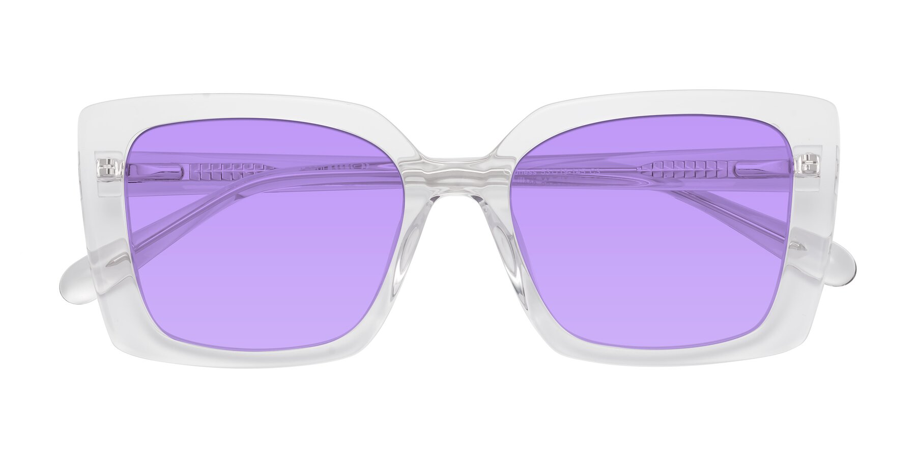 Folded Front of Godness in Clear with Medium Purple Tinted Lenses