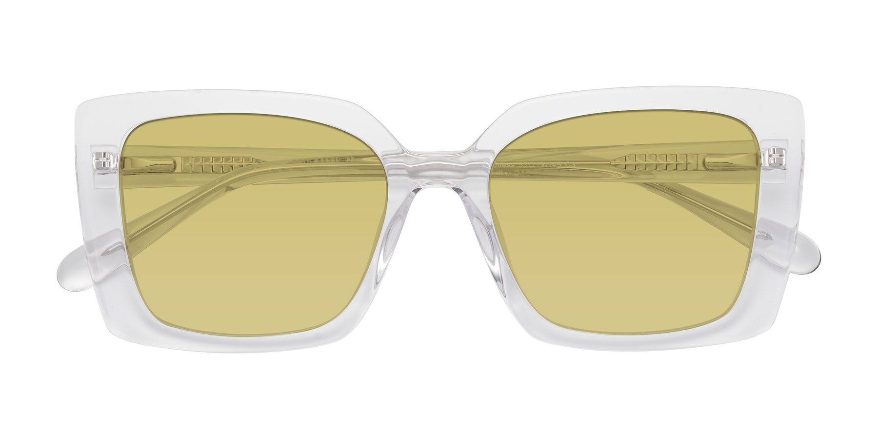 Folded Front of Godness in Clear with Medium Champagne Tinted Lenses