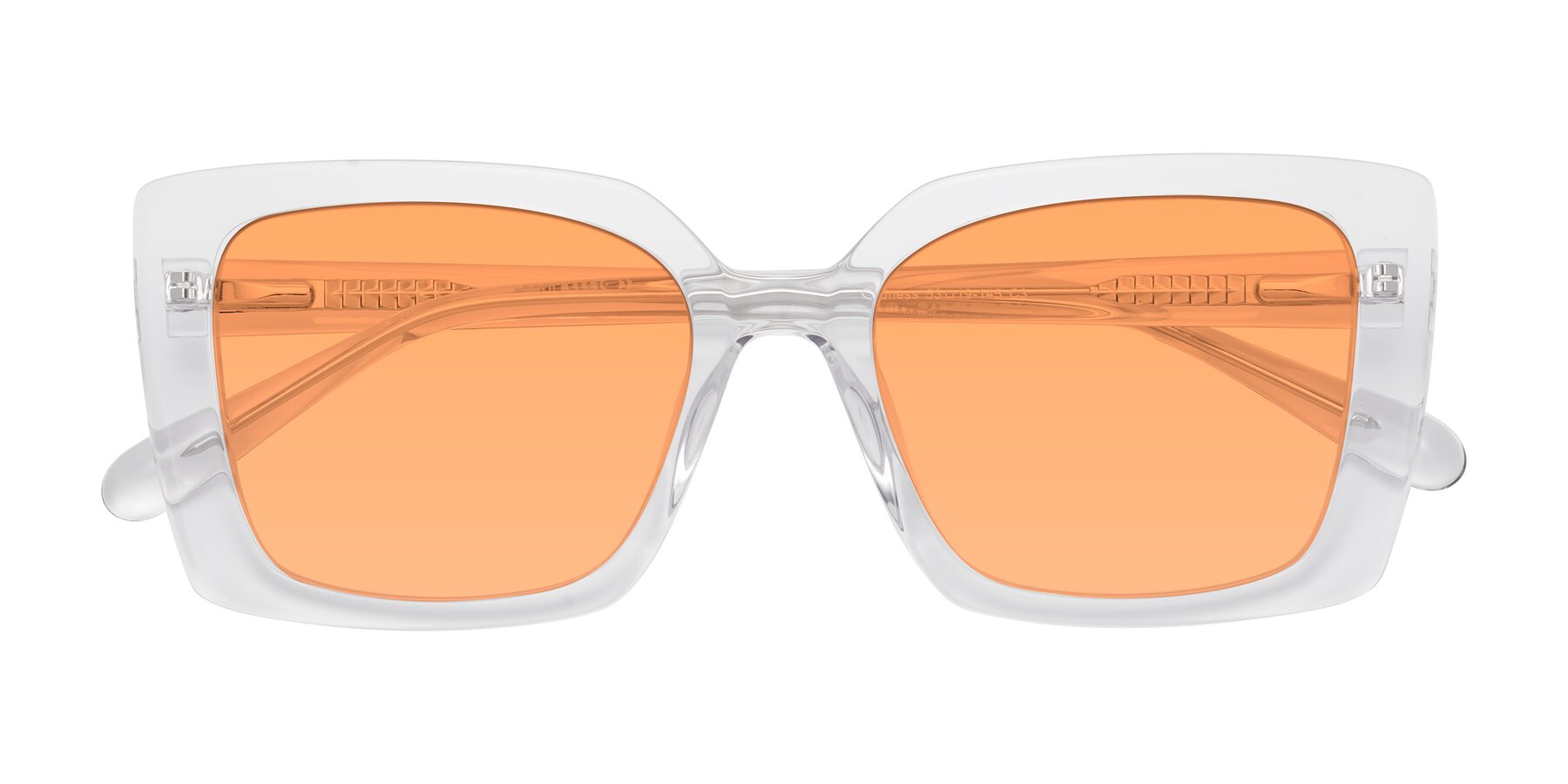 Folded Front of Godness in Clear with Medium Orange Tinted Lenses