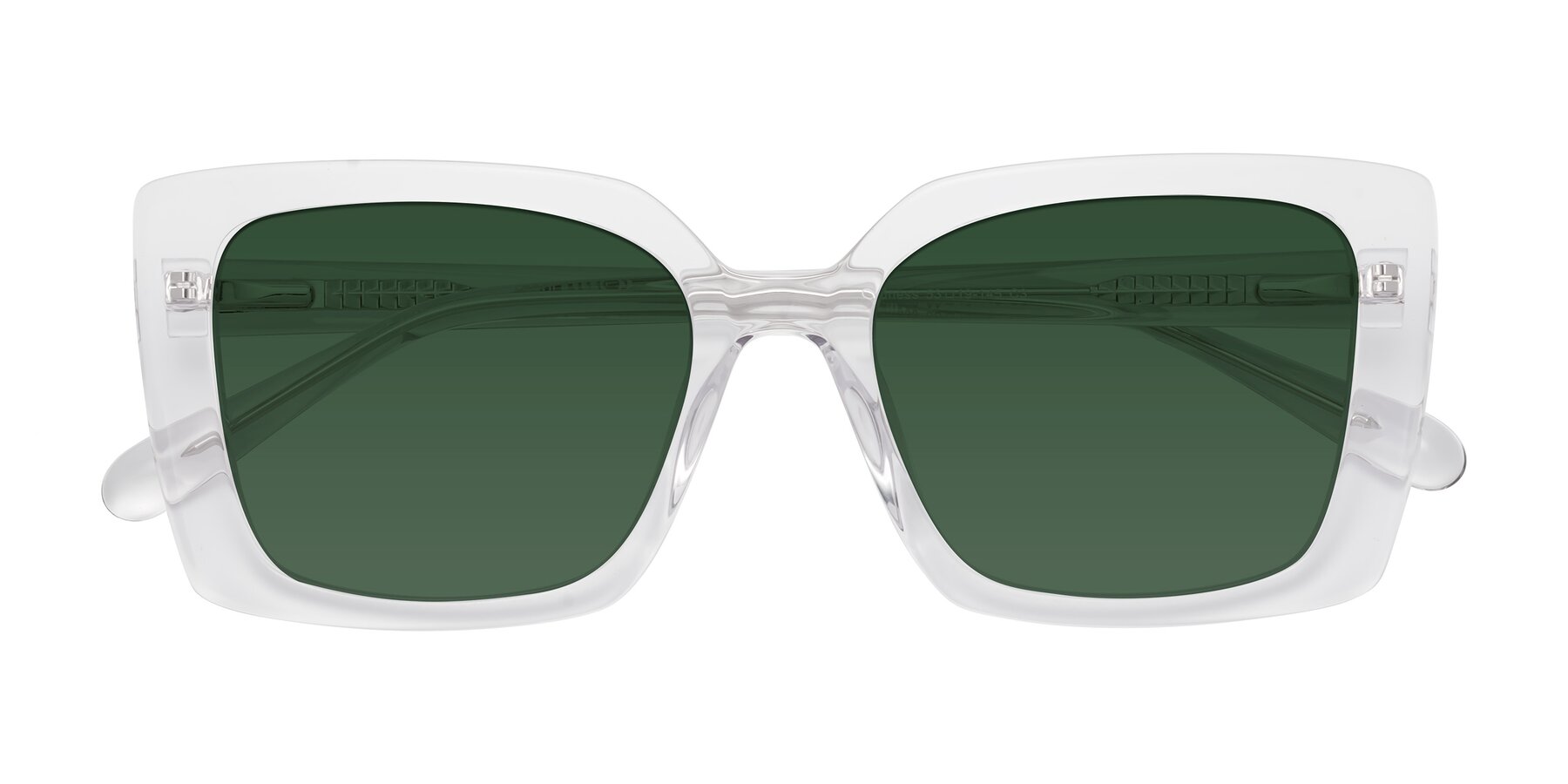 Folded Front of Godness in Clear with Green Tinted Lenses