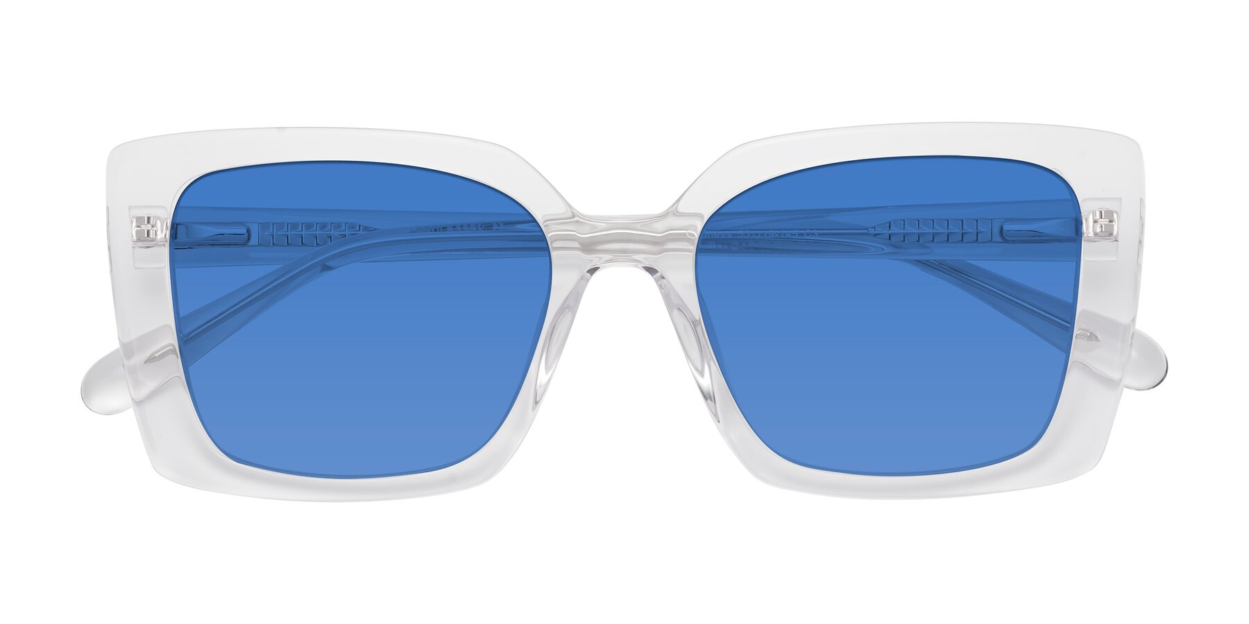 Folded Front of Godness in Clear with Blue Tinted Lenses