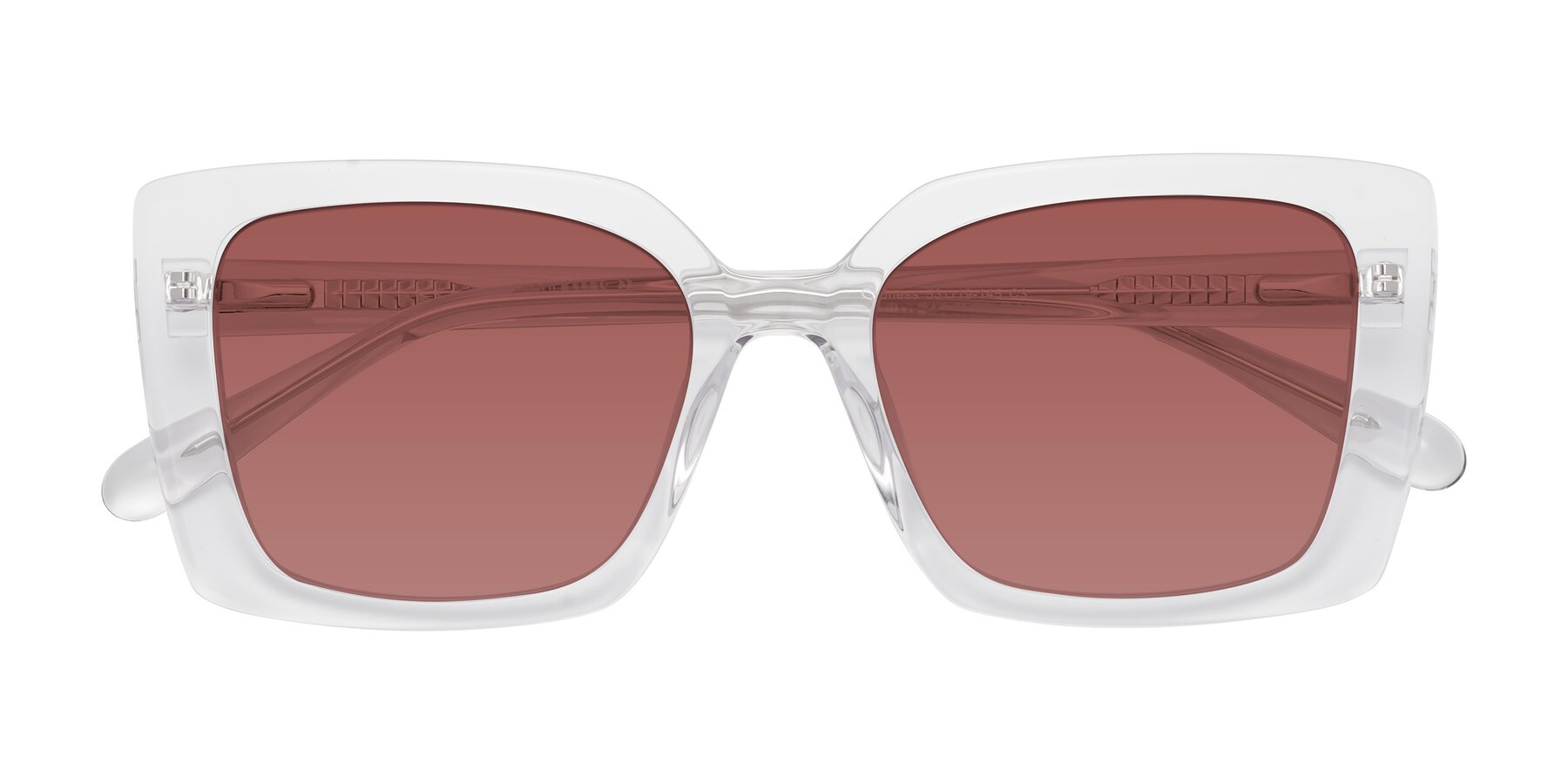 Folded Front of Godness in Clear with Garnet Tinted Lenses