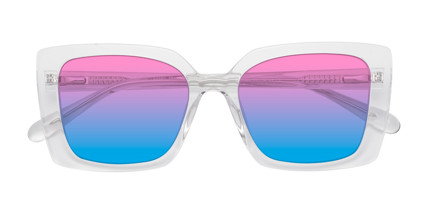 Folded Front of Godness in Clear with Pink / Blue Gradient Lenses