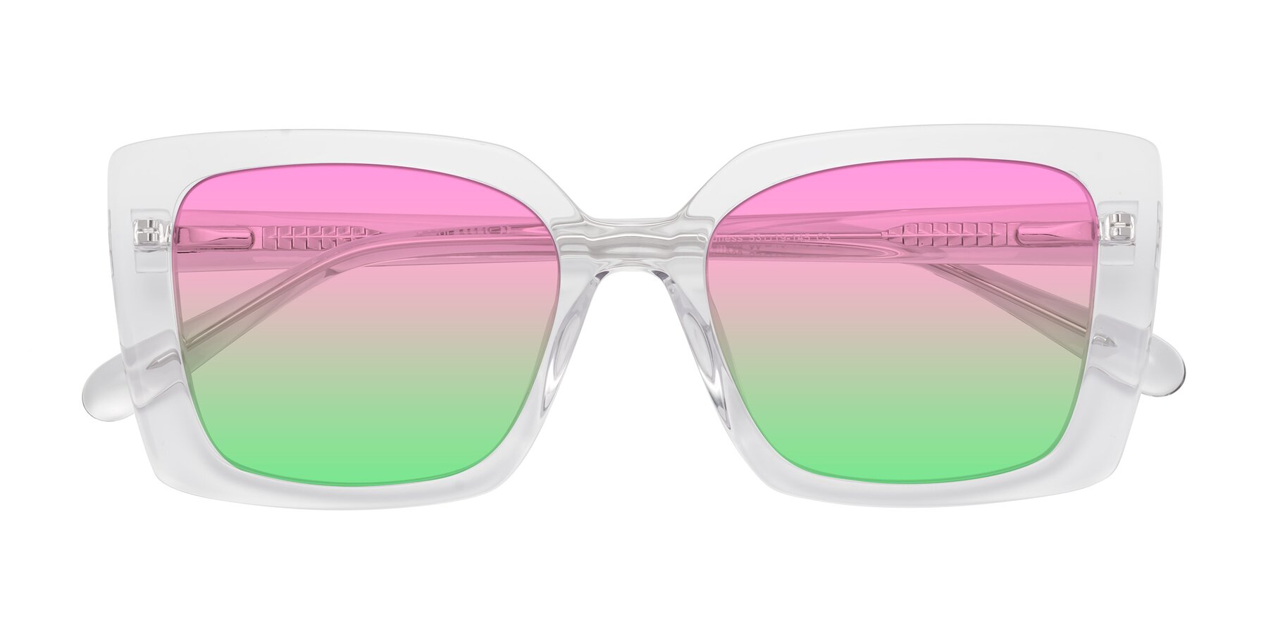 Folded Front of Godness in Clear with Pink / Green Gradient Lenses