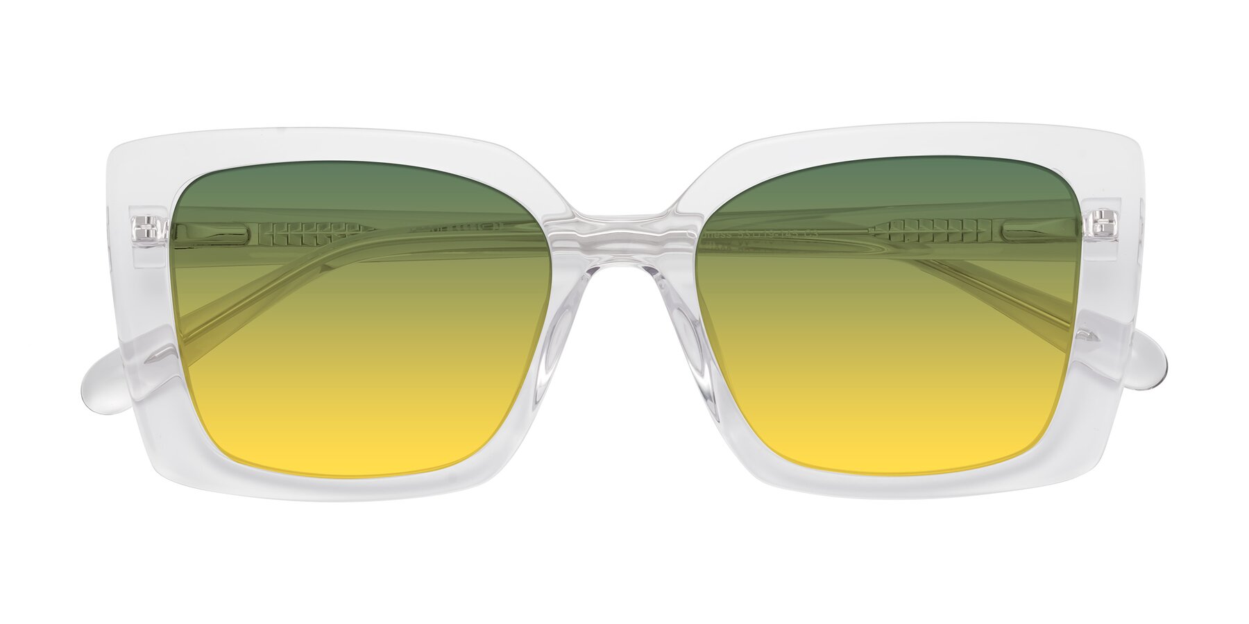 Folded Front of Godness in Clear with Green / Yellow Gradient Lenses