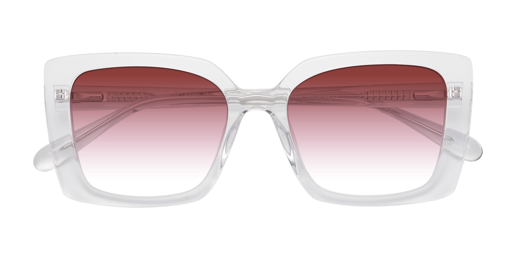 Folded Front of Godness in Clear with Garnet Gradient Lenses