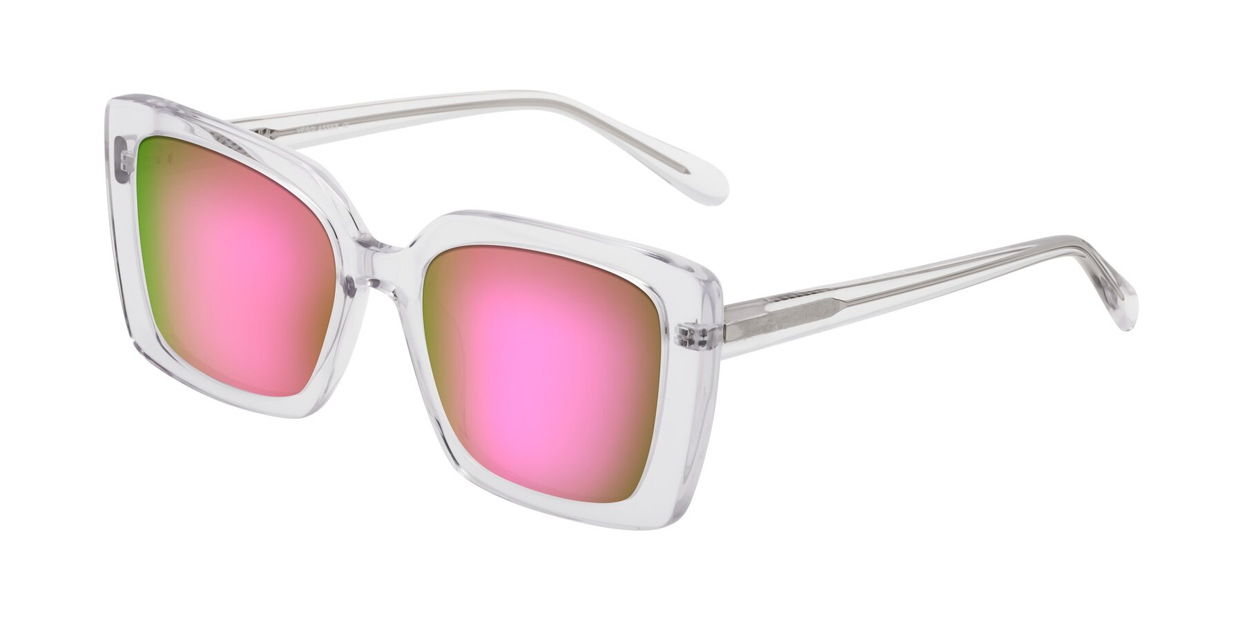 Angle of Godness in Clear with Pink Mirrored Lenses