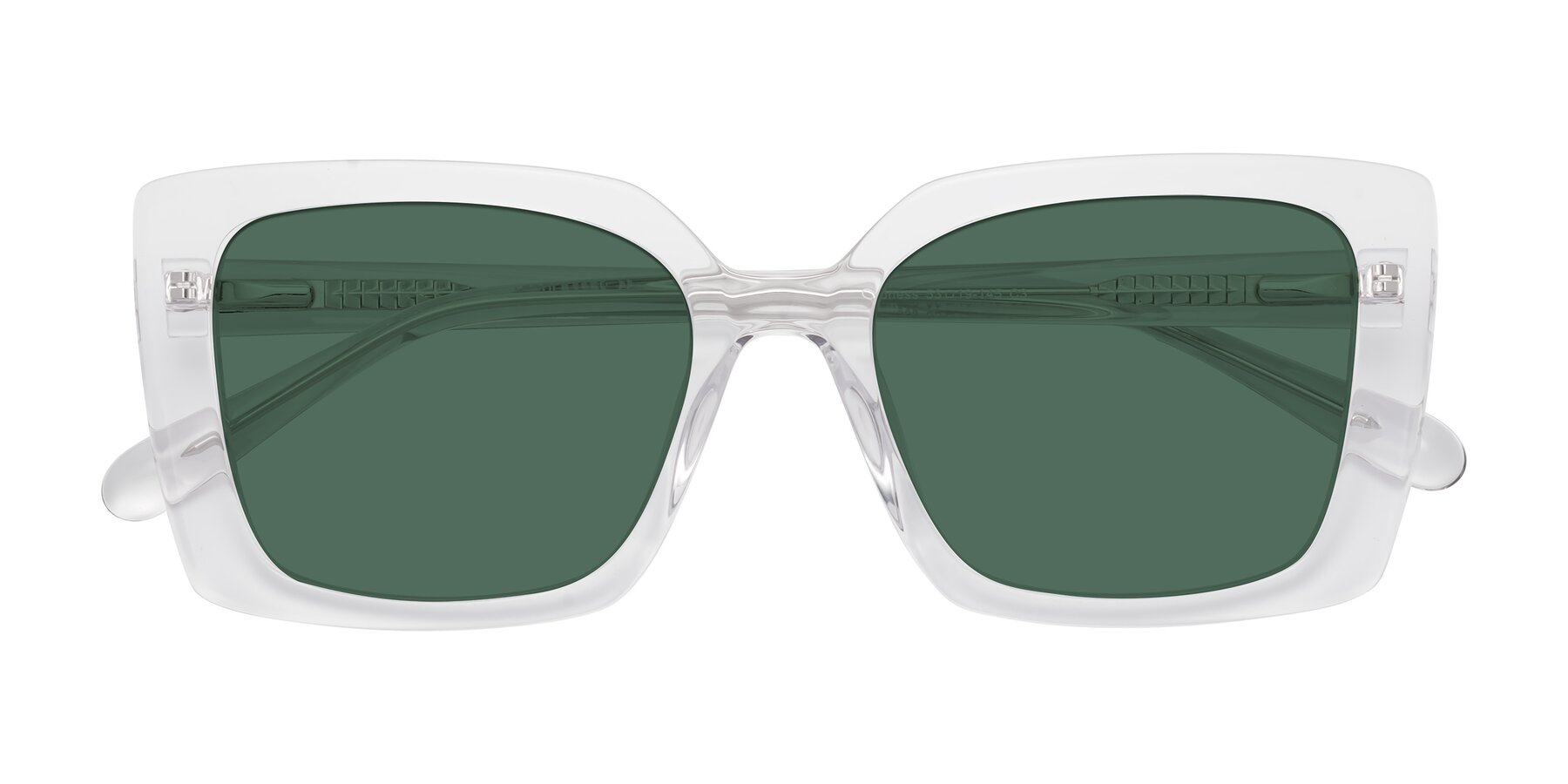 Folded Front of Godness in Clear with Green Polarized Lenses