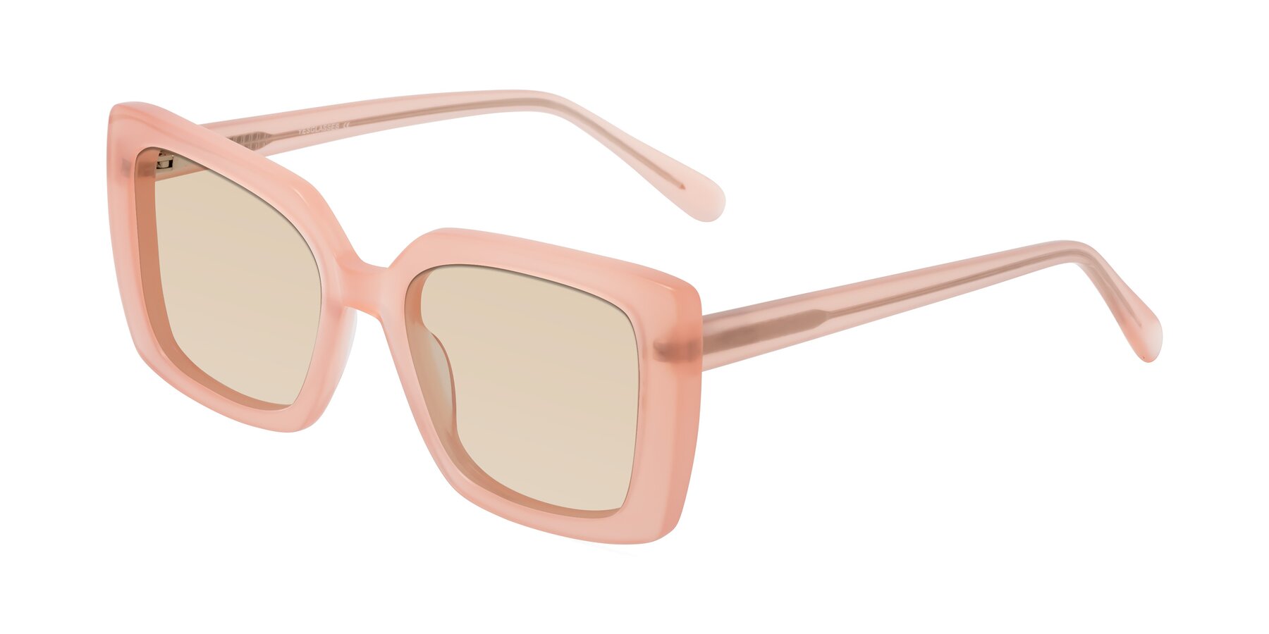 Angle of Godness in Coral Pink with Light Brown Tinted Lenses