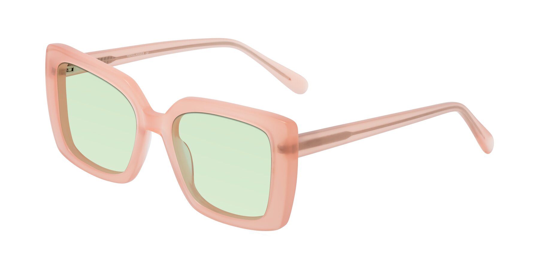 Angle of Godness in Coral Pink with Light Green Tinted Lenses