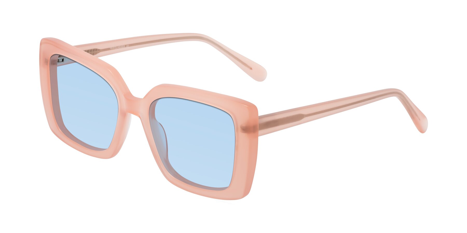 Angle of Godness in Coral Pink with Light Blue Tinted Lenses