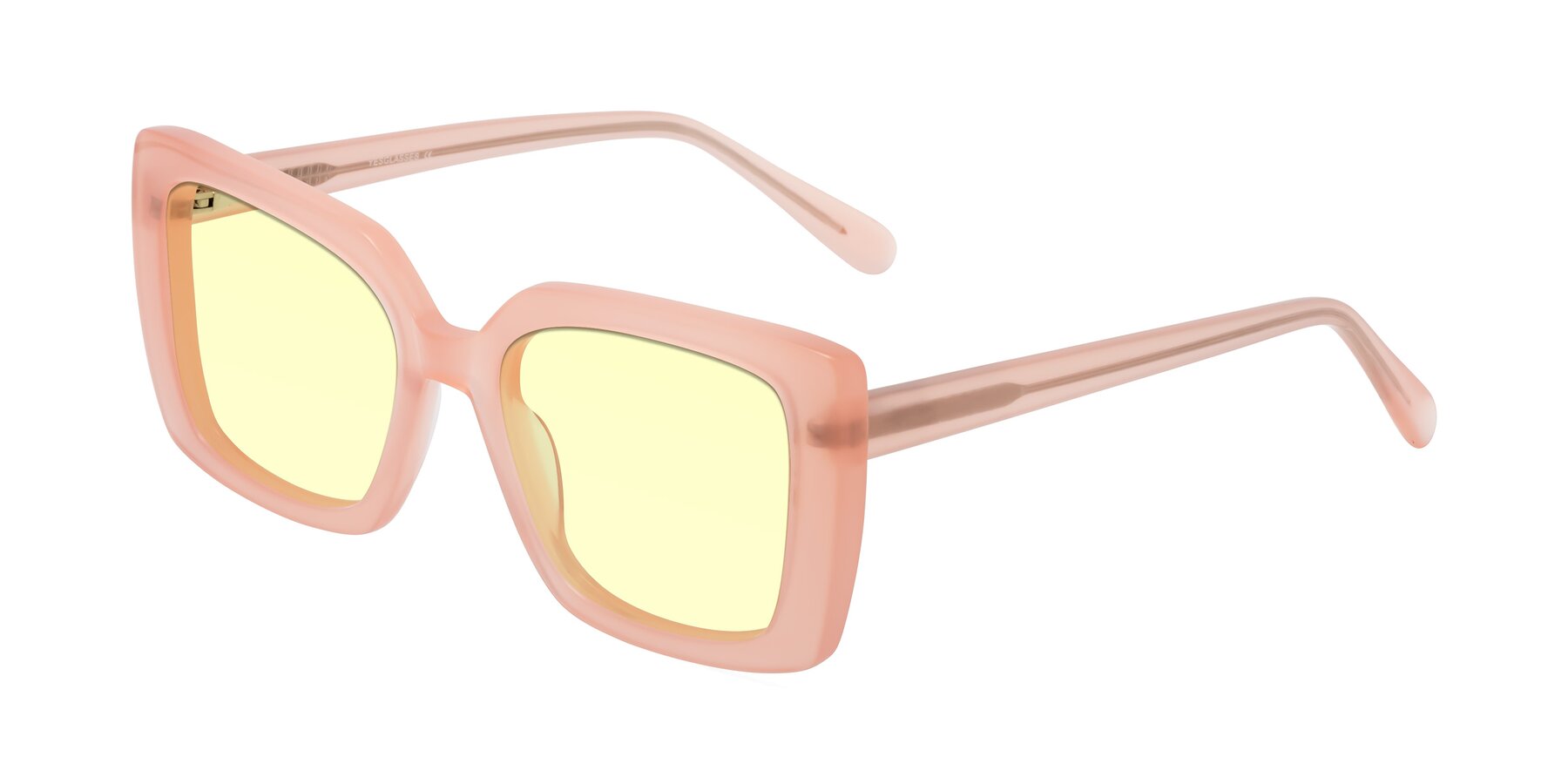 Angle of Godness in Coral Pink with Light Yellow Tinted Lenses