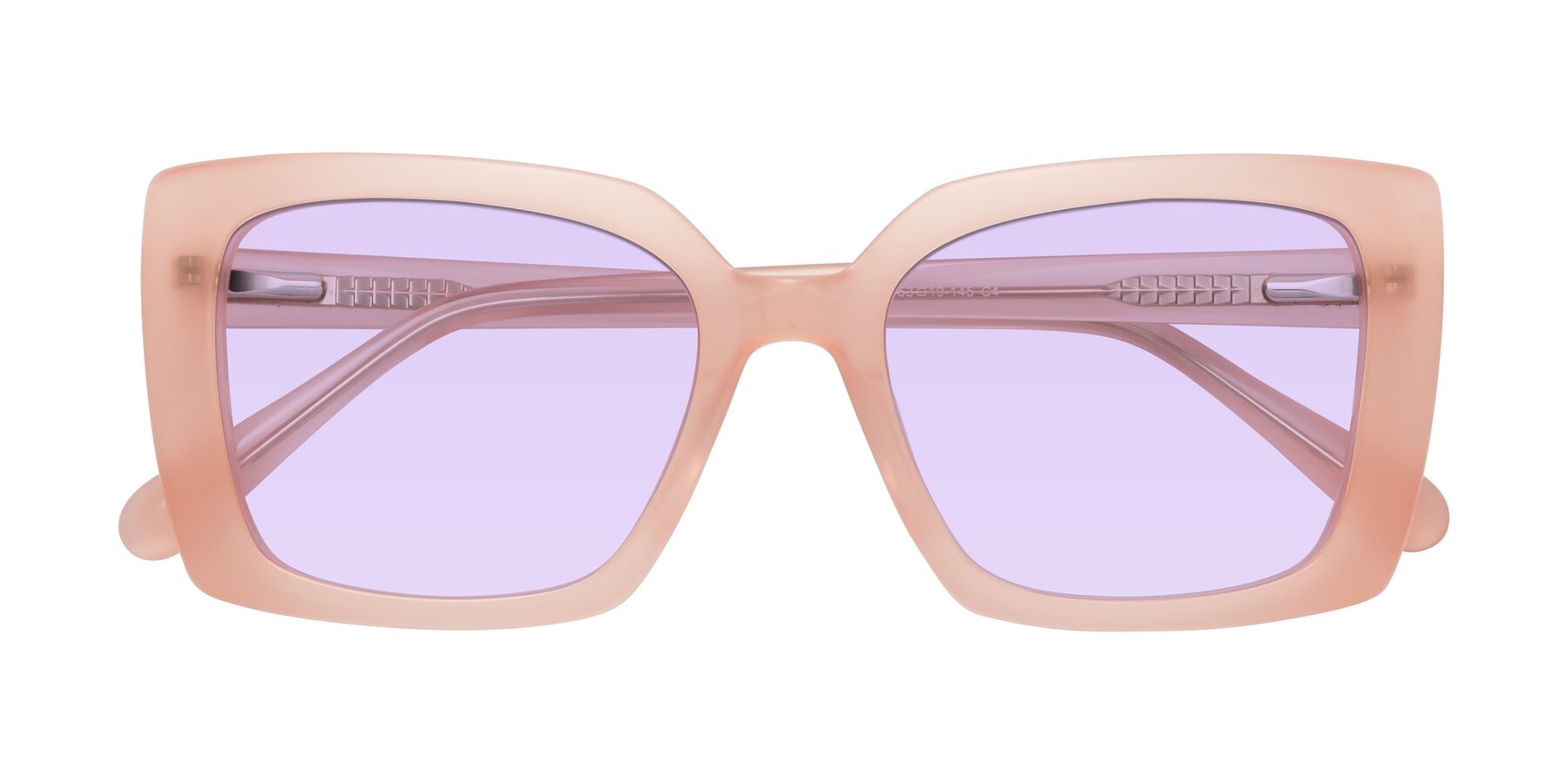 Folded Front of Godness in Coral Pink with Light Purple Tinted Lenses