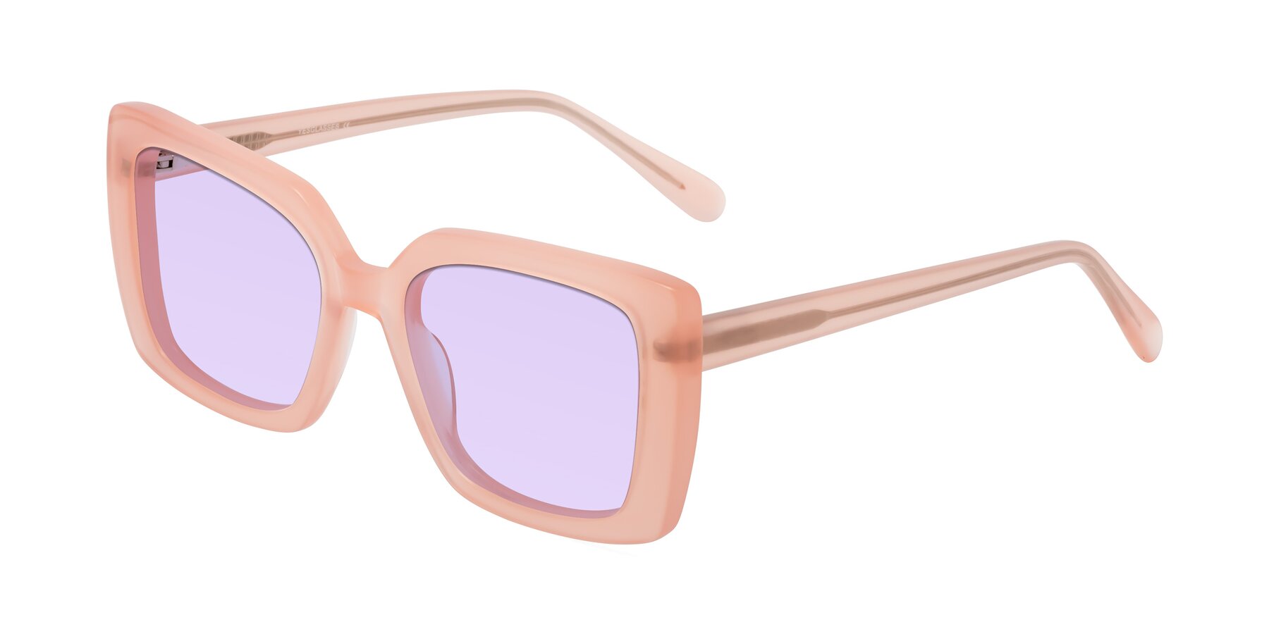 Angle of Godness in Coral Pink with Light Purple Tinted Lenses