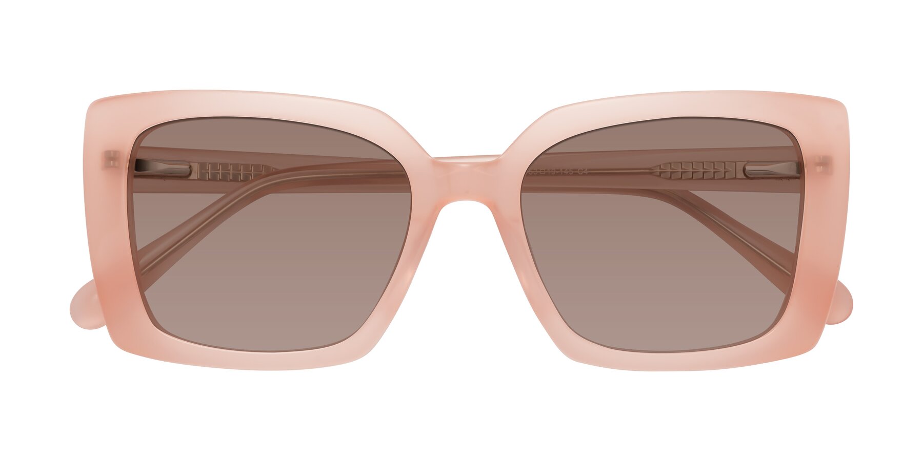 Folded Front of Godness in Coral Pink with Medium Brown Tinted Lenses