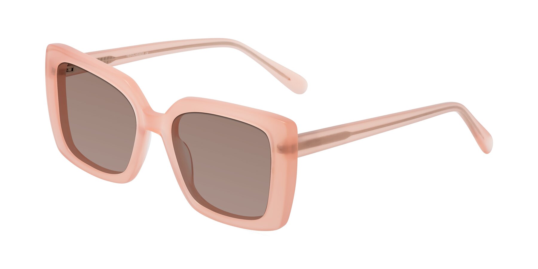 Angle of Godness in Coral Pink with Medium Brown Tinted Lenses