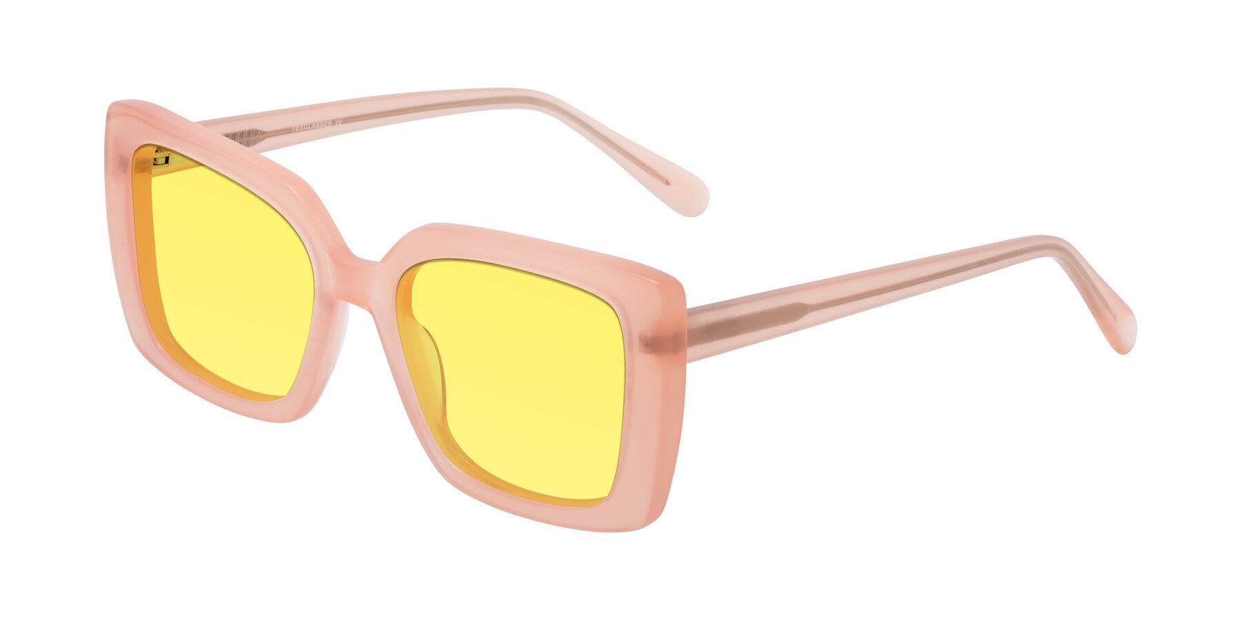 Angle of Godness in Coral Pink with Medium Yellow Tinted Lenses