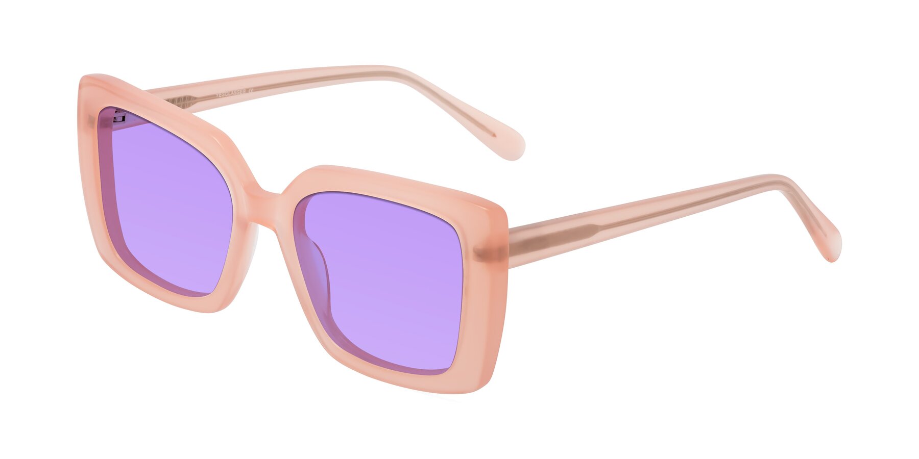 Angle of Godness in Coral Pink with Medium Purple Tinted Lenses