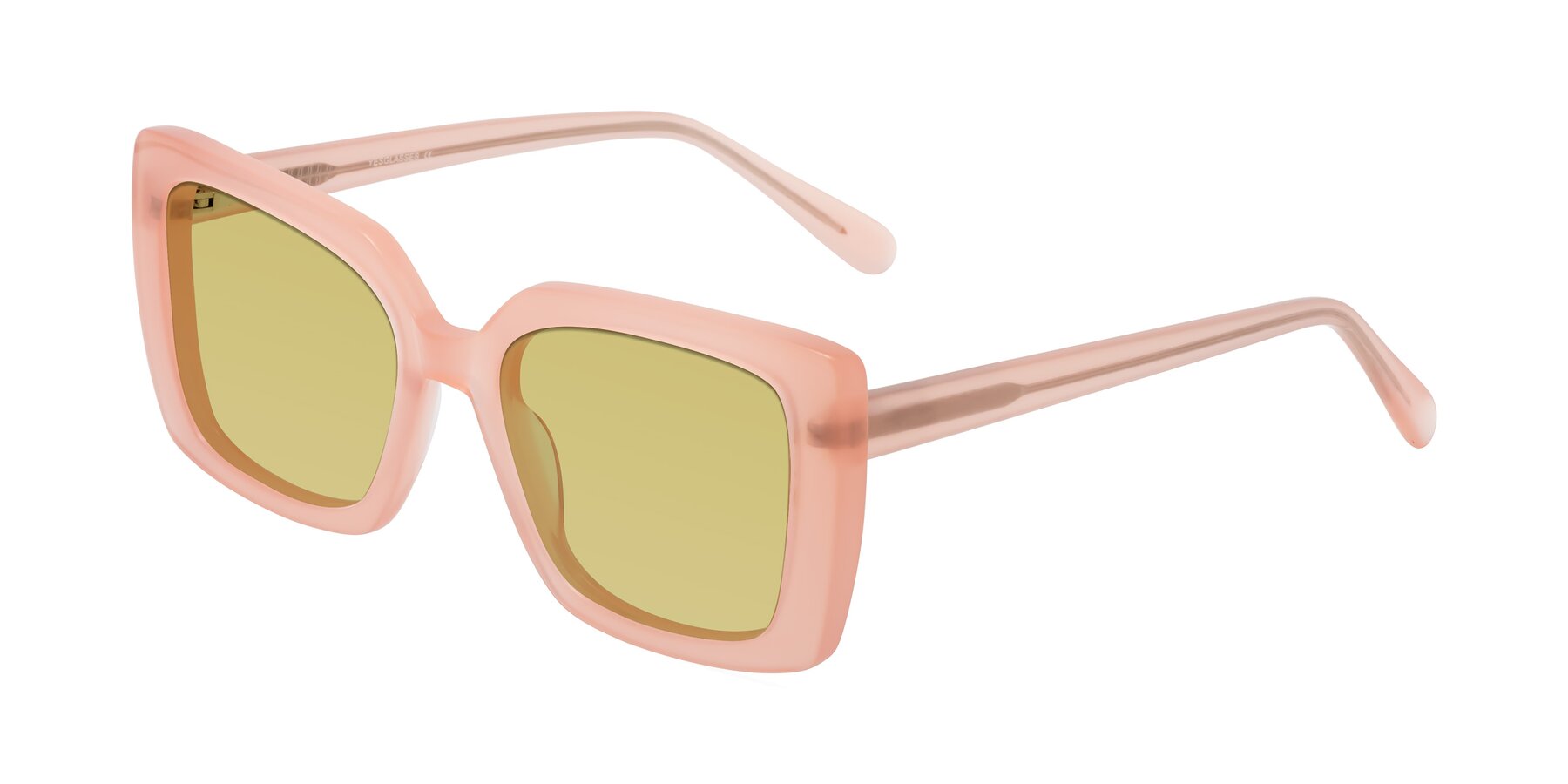 Angle of Godness in Coral Pink with Medium Champagne Tinted Lenses