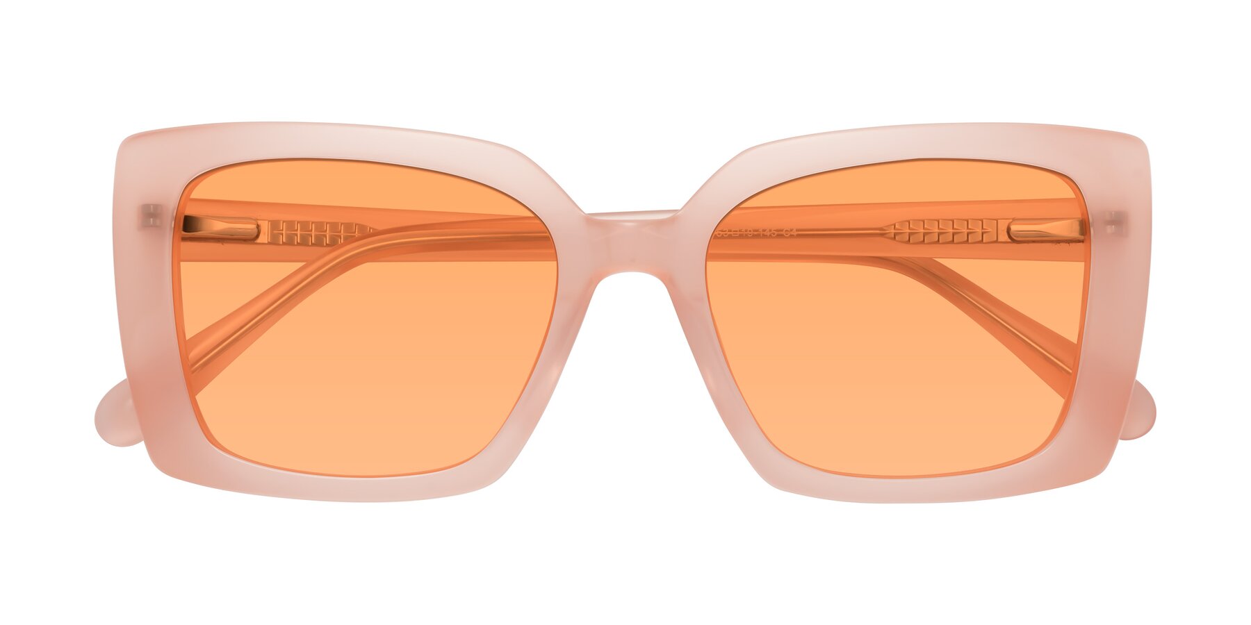 Folded Front of Godness in Coral Pink with Medium Orange Tinted Lenses