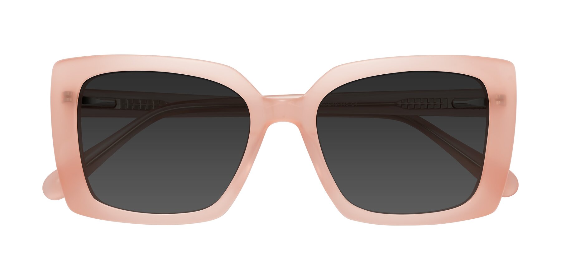 Folded Front of Godness in Coral Pink with Gray Tinted Lenses