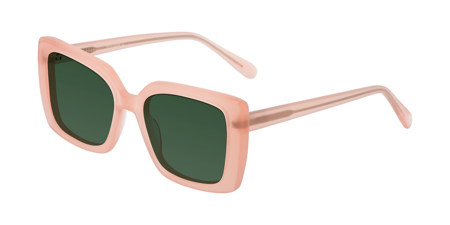 Angle of Godness in Coral Pink with Green Tinted Lenses