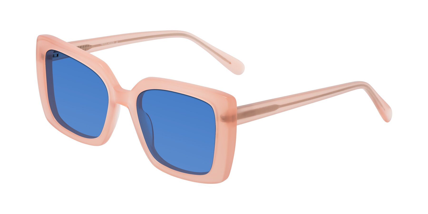 Angle of Godness in Coral Pink with Blue Tinted Lenses