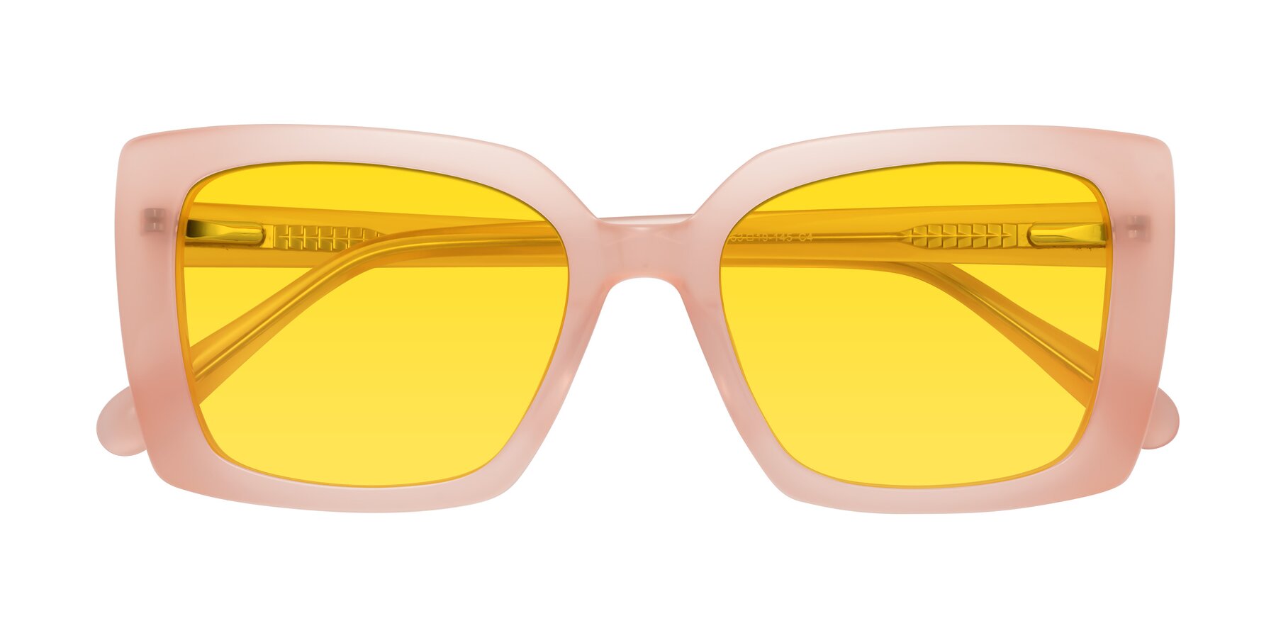 Folded Front of Godness in Coral Pink with Yellow Tinted Lenses