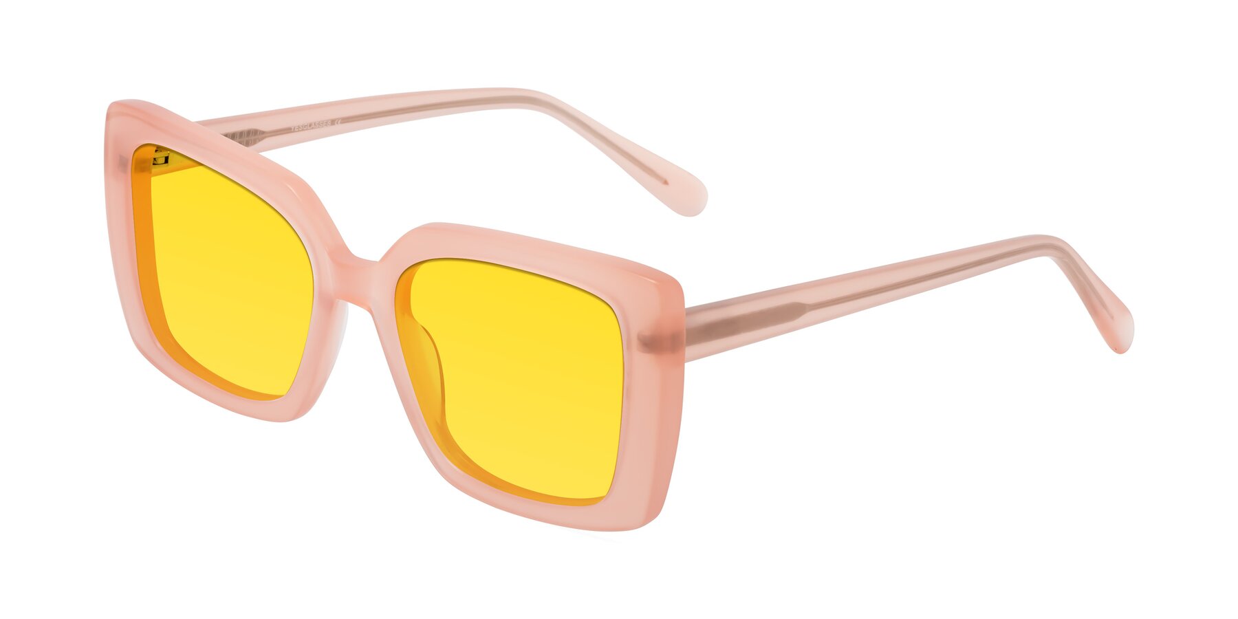 Angle of Godness in Coral Pink with Yellow Tinted Lenses