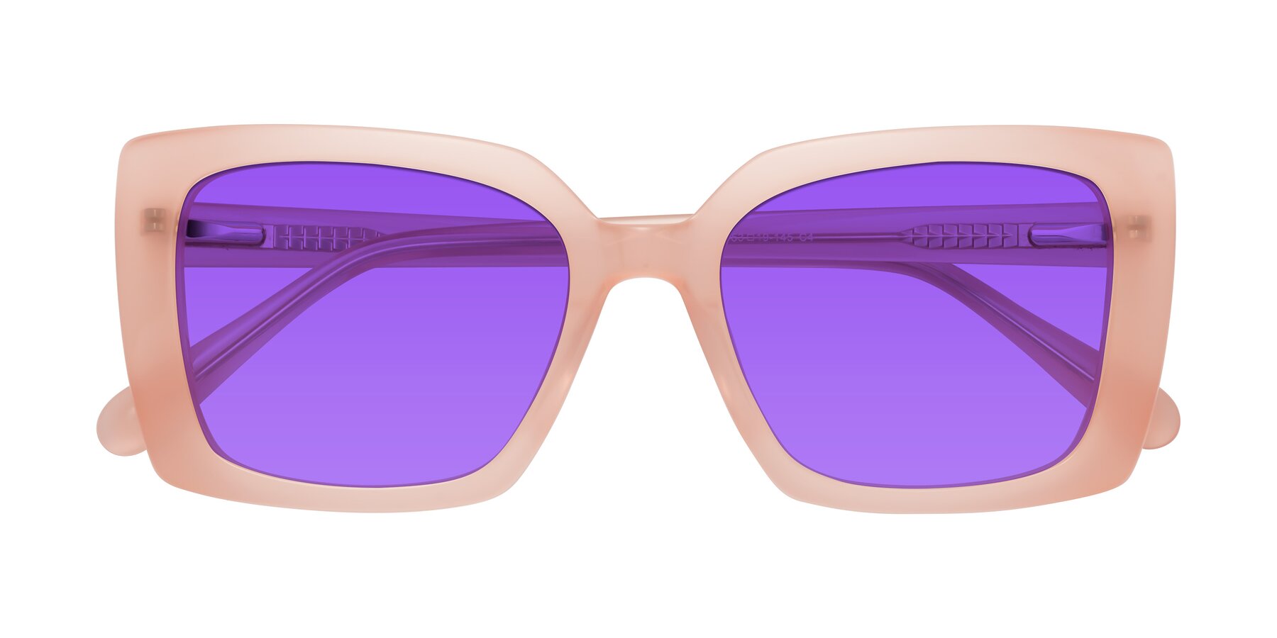 Folded Front of Godness in Coral Pink with Purple Tinted Lenses