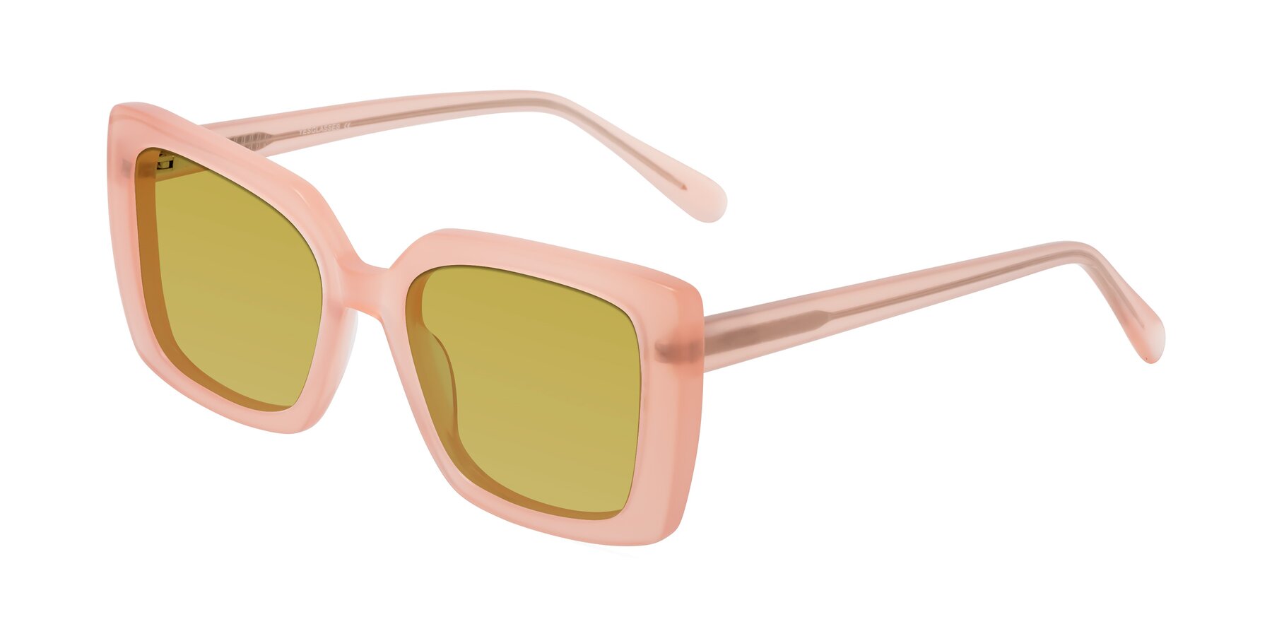 Angle of Godness in Coral Pink with Champagne Tinted Lenses