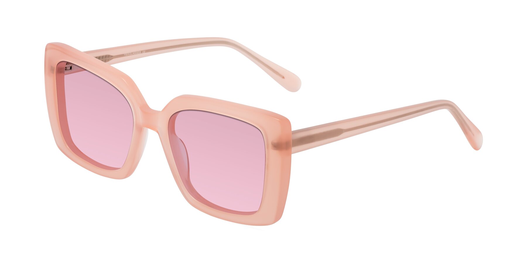 Angle of Godness in Coral Pink with Light Wine Tinted Lenses