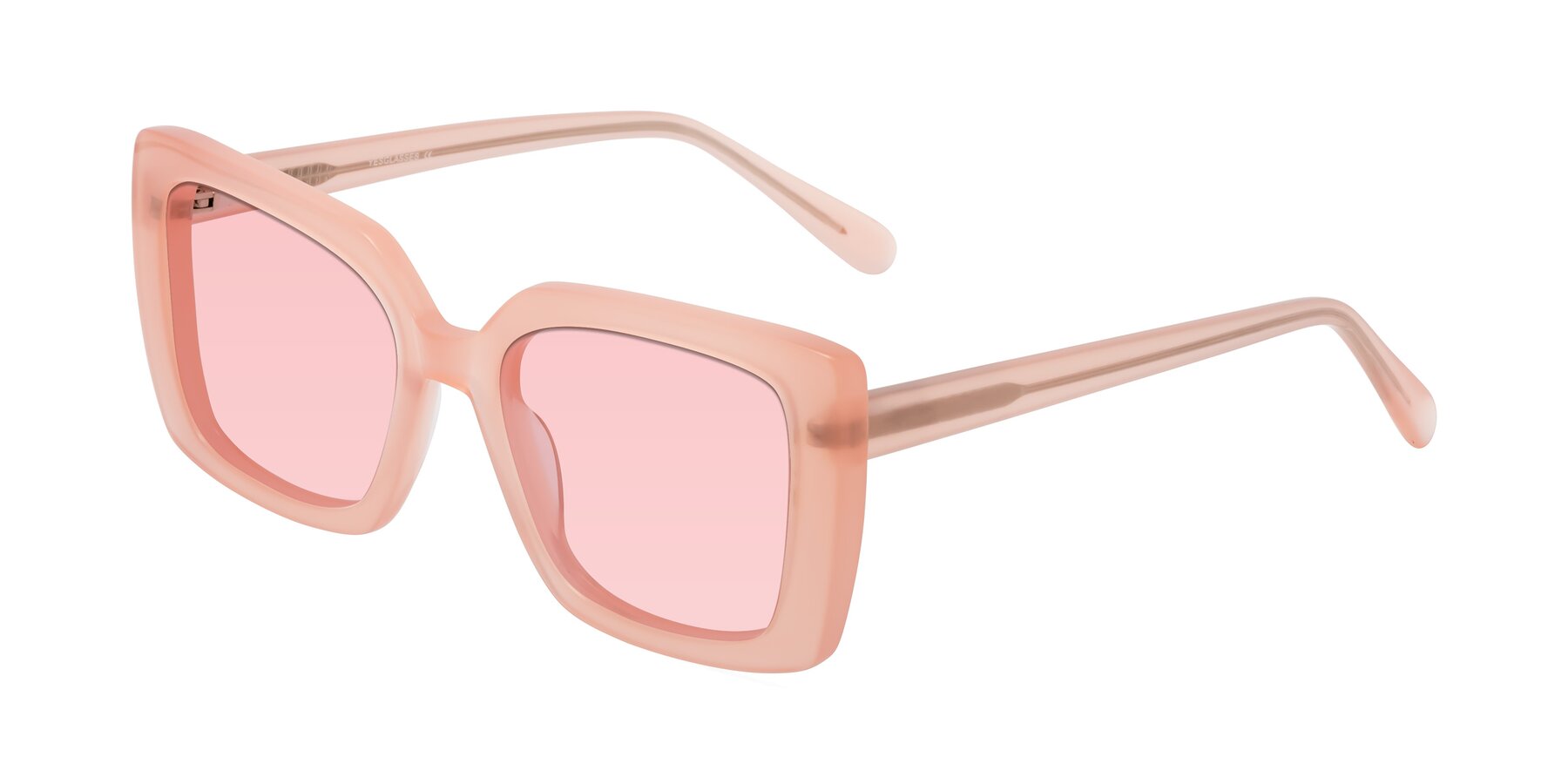 Angle of Godness in Coral Pink with Light Garnet Tinted Lenses