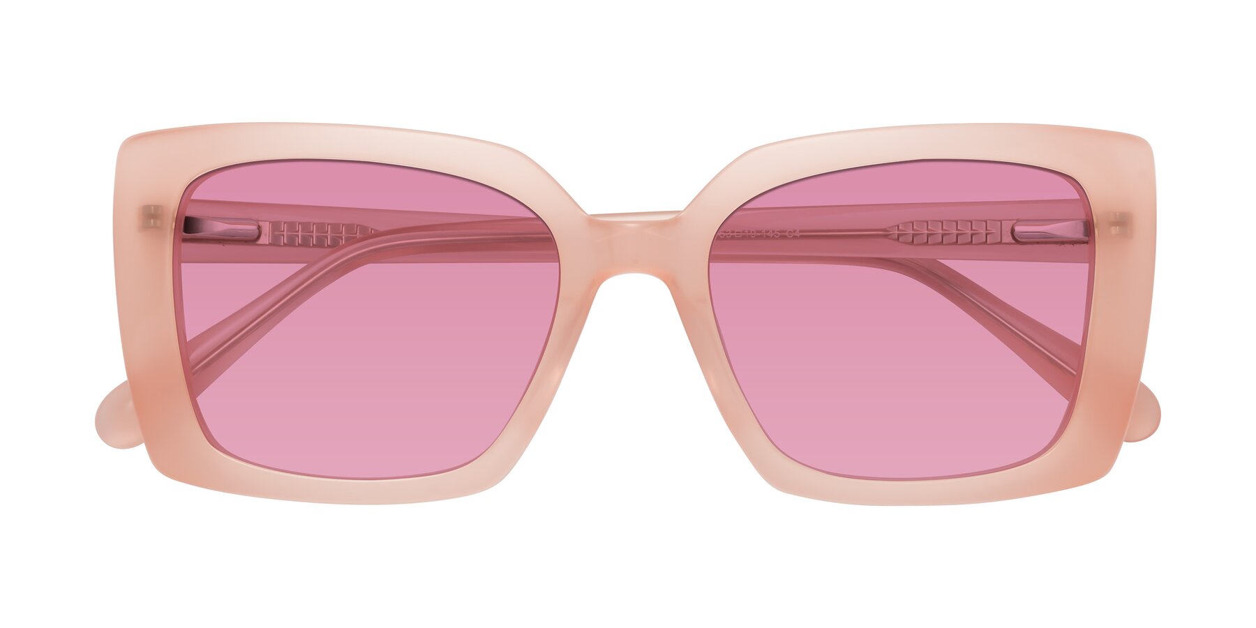 Folded Front of Godness in Coral Pink with Medium Wine Tinted Lenses