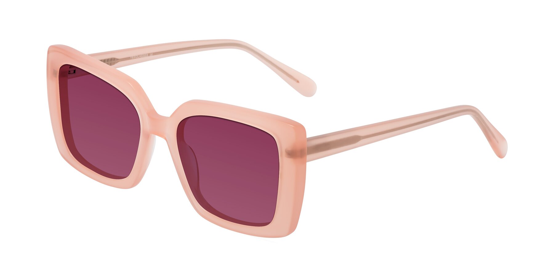 Angle of Godness in Coral Pink with Wine Tinted Lenses