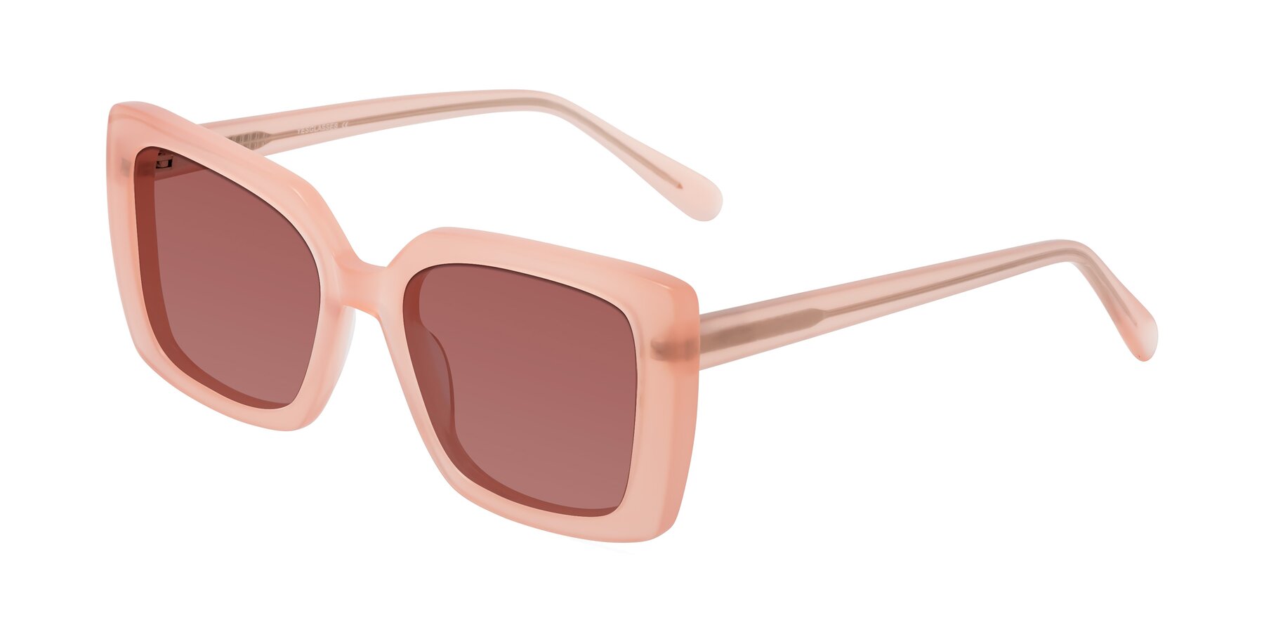 Angle of Godness in Coral Pink with Garnet Tinted Lenses