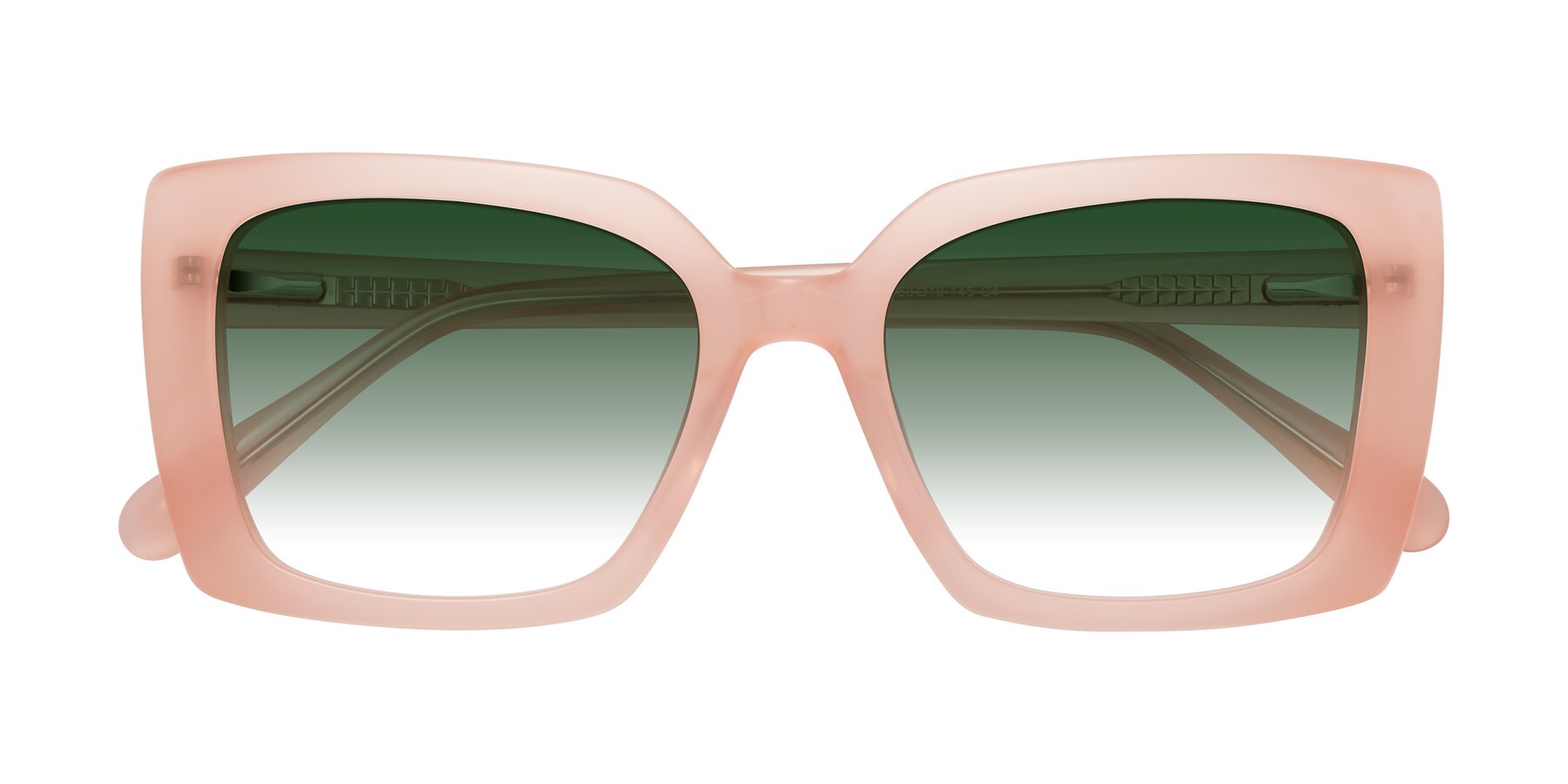 Folded Front of Godness in Coral Pink with Green Gradient Lenses