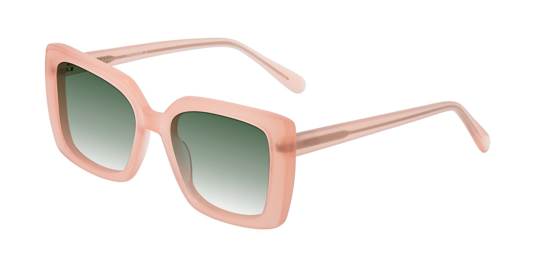 Angle of Godness in Coral Pink with Green Gradient Lenses